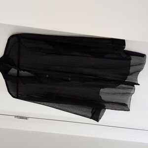 Sheer Black Button-Up Blouse
